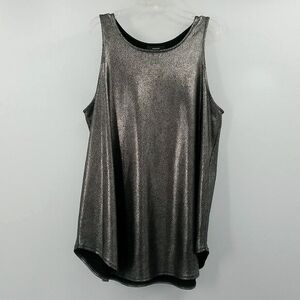 Alfani Metallic Tank Top Size L Gunmetal Lurex Snakeskin Effect Embossed A-Line